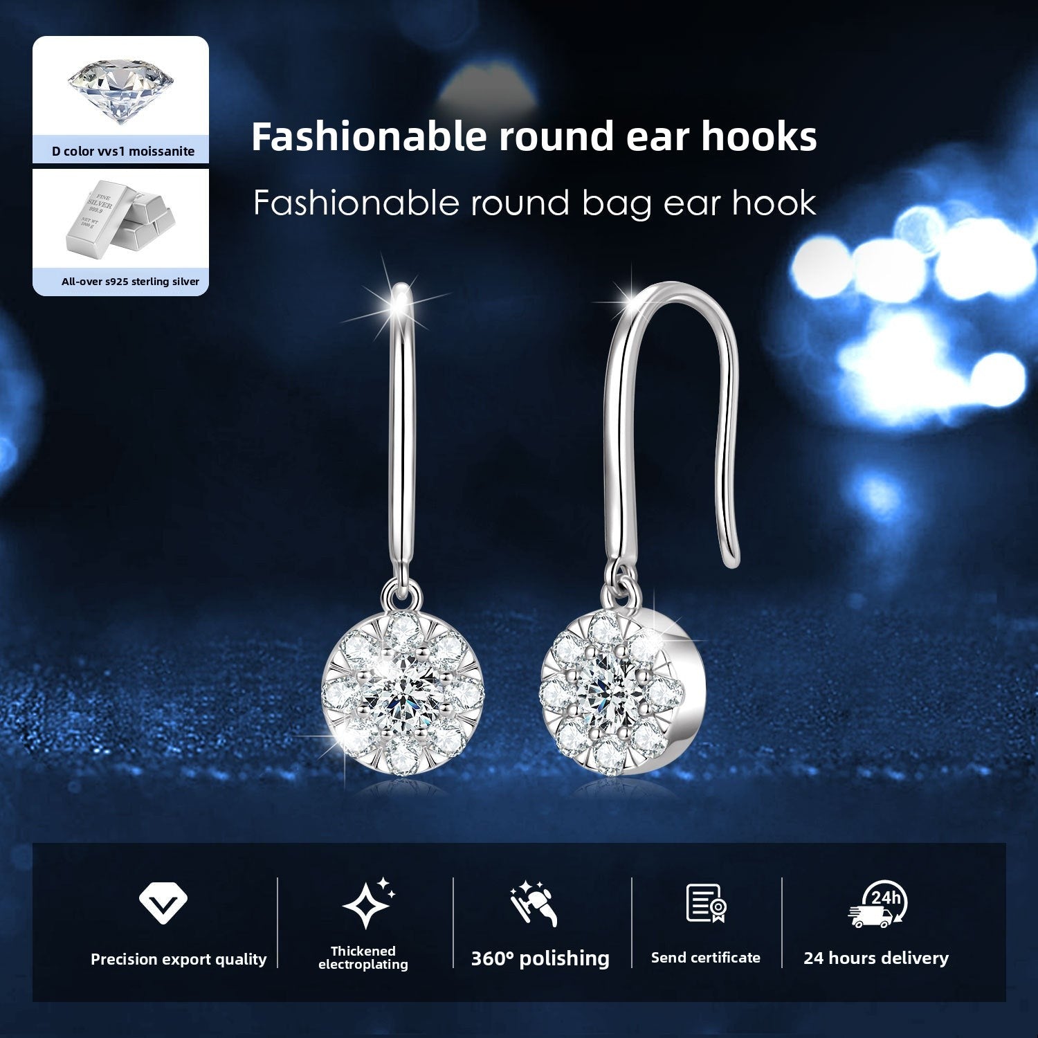 Women, S925 Sterling Silver Ear Hook Design, Minimalist Light Luxury Elegant Jewelry, Perfect for Daily Wear & Gift Giving