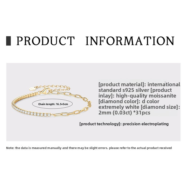 new four-claw moissanite bracelet is crafted from S925 sterling silver. Light luxury, versatile and stylish, it adds an elegant glow to any daily outfit.