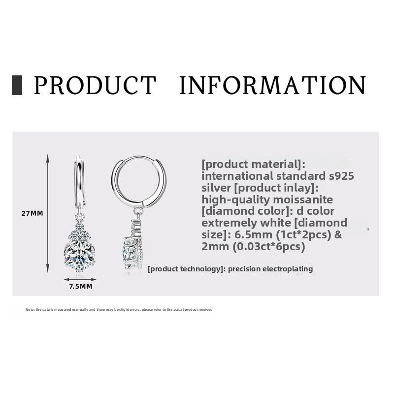 3CT D Color Moissanite Full Diamond Drop Earrings for Women, S925 Sterling Silver Classic Round Bezel Luxury Light Luxury Jewelry, Elegant Sparkling for Daily & Party Wear
