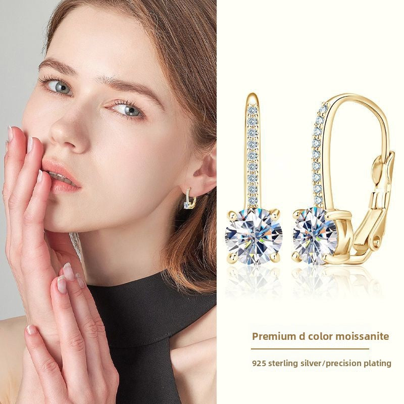 Sparkling Moissanite Stud Earrings for Women, S925 Sterling Silver, Luxury High-End Versatile Design, Long-Lasting Shine & Tarnish-Resistant, Perfect for Daily Wear & Gifting