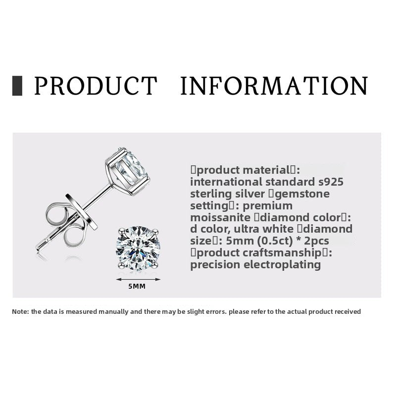 2CT D Color Moissanite Stud Earrings for Women, 925 Sterling Silver with 18K Gold Plated, Luxury High-End Light Luxury Design, Brilliant Sparkle for Daily & Formal Wear