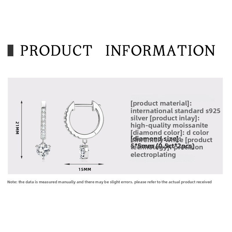 925 Sterling Silver Long Fringed Moissanite Dangle Earrings for Women, High-End Elegant Fashion Fine Jewelry