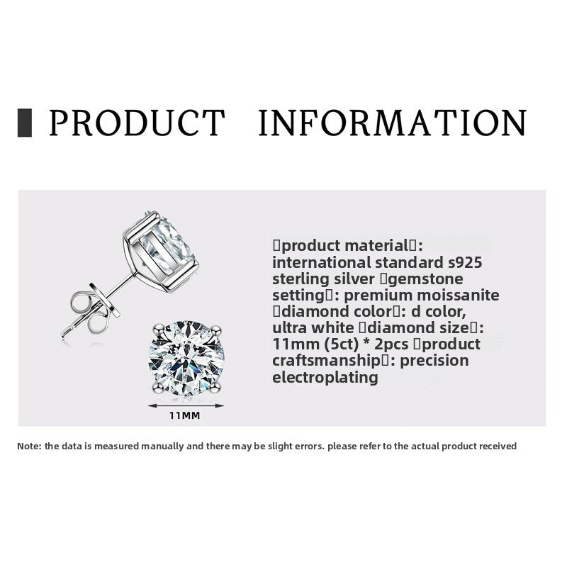 2CT D Color Moissanite Stud Earrings for Women, 925 Sterling Silver with 18K Gold Plated, Luxury High-End Light Luxury Design, Brilliant Sparkle for Daily & Formal Wear