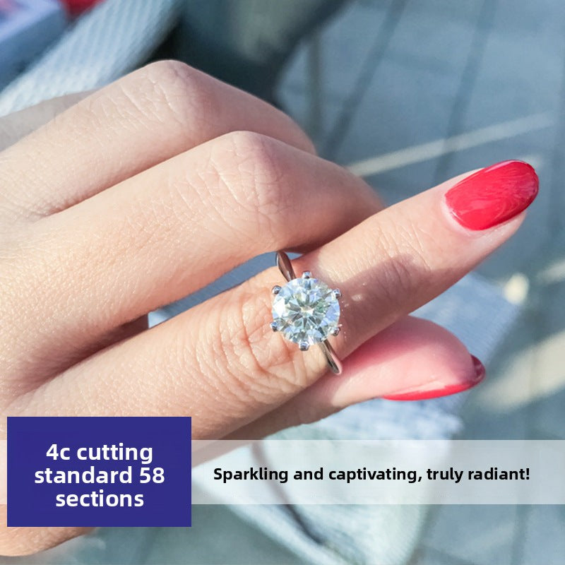 Classic Six-Prong D Color Moissanite Ring for Women, 925 Sterling Silver Plated 18K Gold, Timeless Luxury Statement Band, Elegant Fine Jewelry for Daily & Engagement Wear