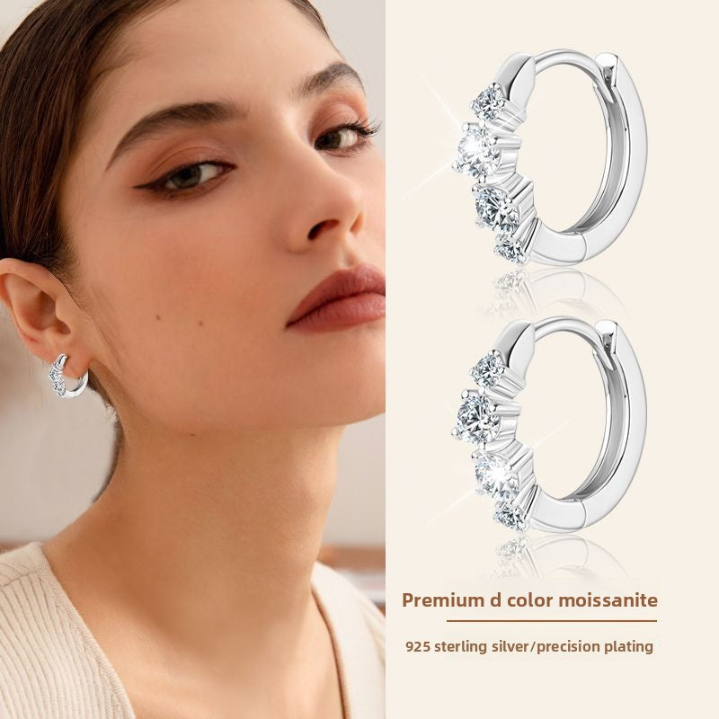 S925 Sterling Silver Irregular Moissanite Stud Earrings for Women, Personalized Niche Fashion Design, Minimalist Versatile for Office & Daily Wear, Light Luxury Elegant Jewelry