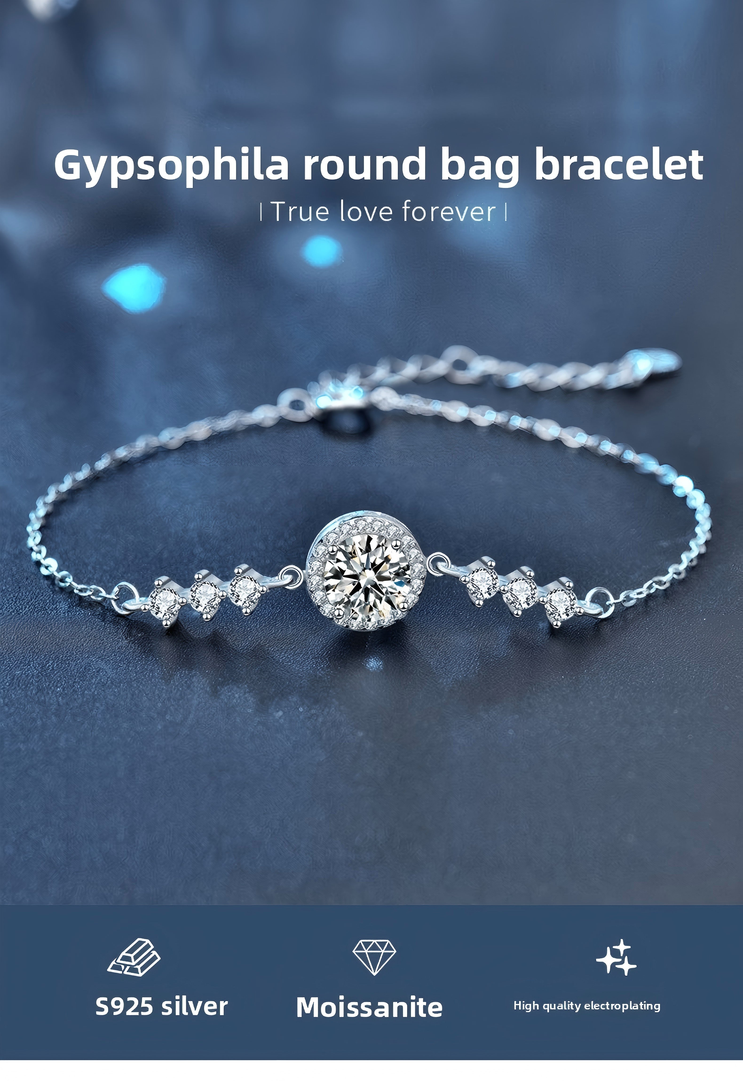 Cold wind moissanite bracelet female ins full sky star round bag temperament simple jewelry student girlfriend birthday gift