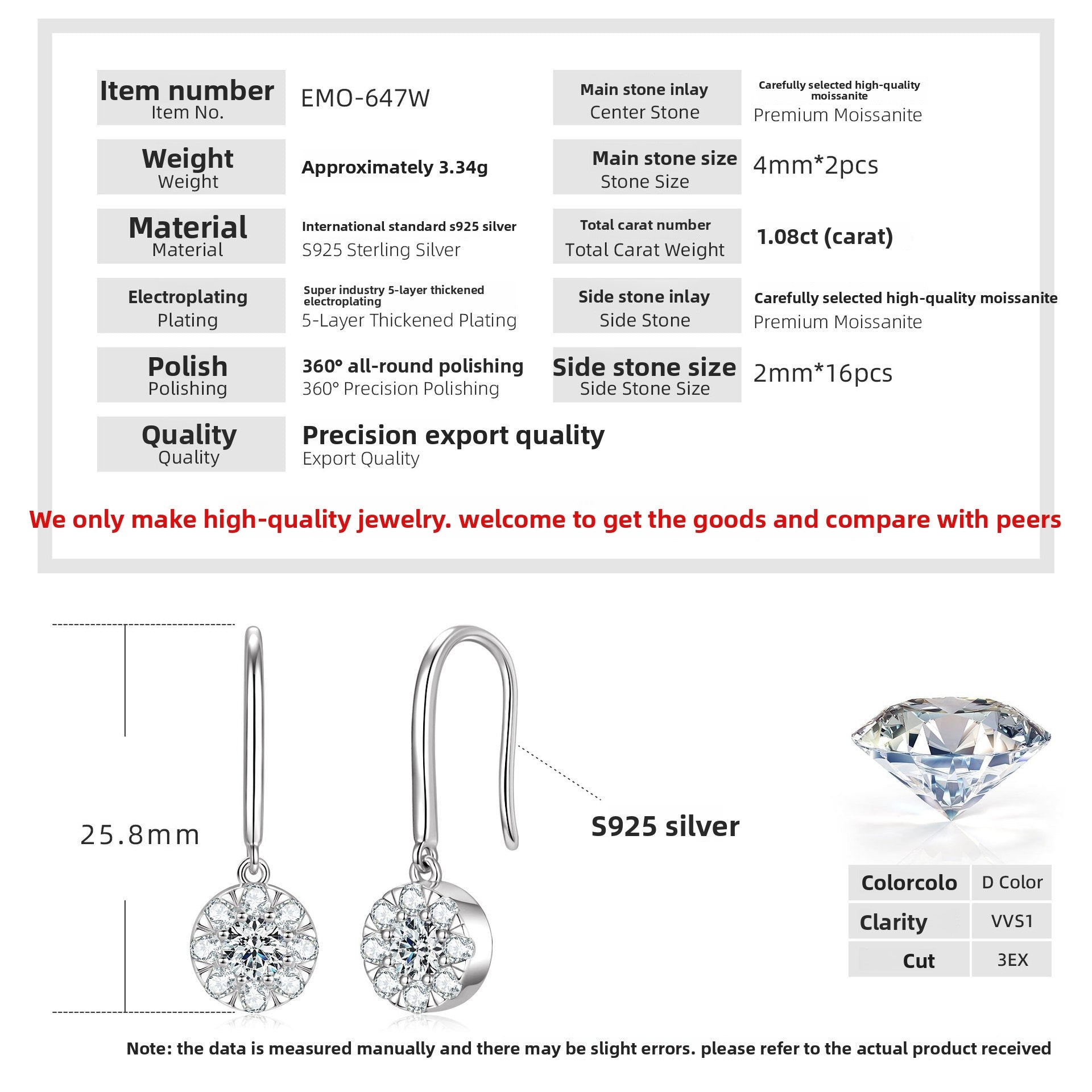 Women, S925 Sterling Silver Ear Hook Design, Minimalist Light Luxury Elegant Jewelry, Perfect for Daily Wear & Gift Giving
