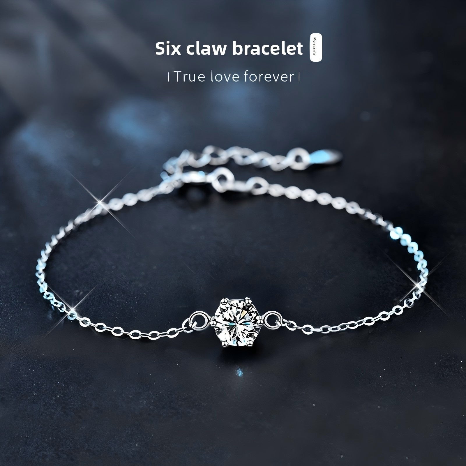 925 Sterling Silver Six-Claw Moissanite Bracelet Korean Minimalist Niche Hexagon Jewelry