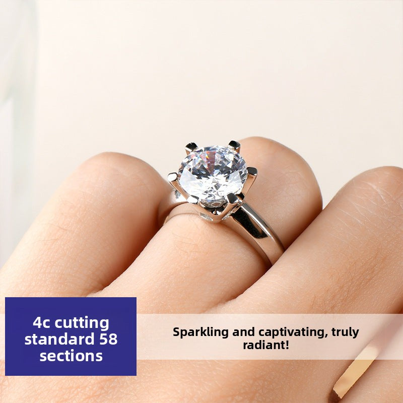 Classic Six-Prong D Color Moissanite Ring for Women, 925 Sterling Silver Plated 18K Gold, Timeless Luxury Statement Band, Elegant Fine Jewelry for Daily & Engagement Wear