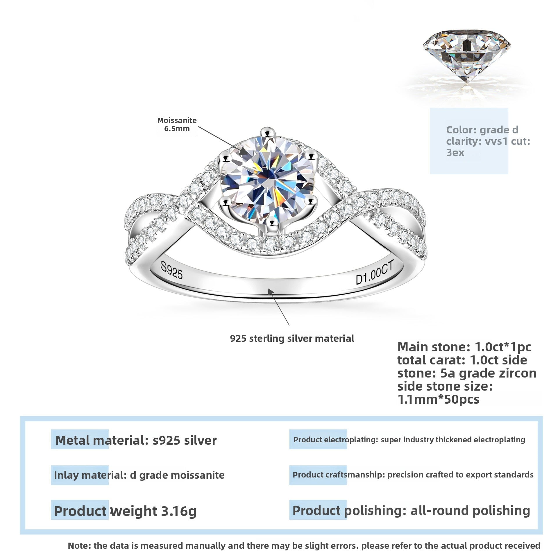 Classic Six-Prong Twisted Arm Moissanite Wedding Ring, Full 925 Sterling Silver Plated 18K Gold, Niche Light Luxury Design, Elegant Engagement Band for Women
