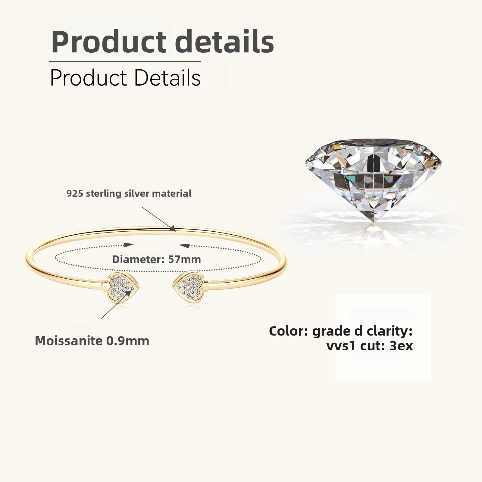 S925 Sterling Silver Moissanite Versatile Bracelet for Women, Fashion Simple Elegant Commute Fine Jewelry