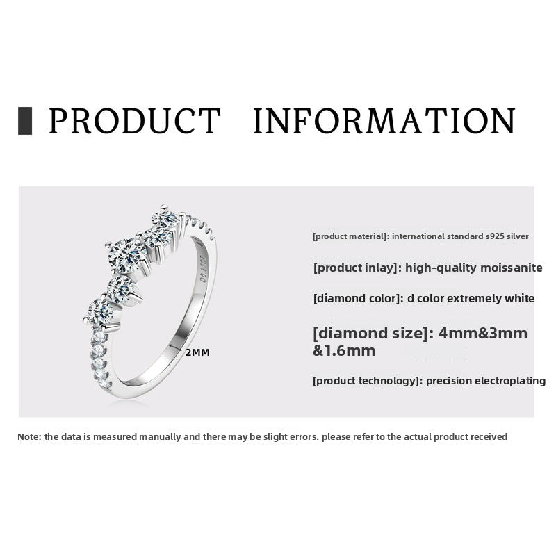 Fashion Layered Moissanite Ring Set for Women, 925 Sterling Silver Plated 18K Gold, Luxury Light Luxury Stackable Design, Elegant High-End Jewelry for Daily & Party Wear