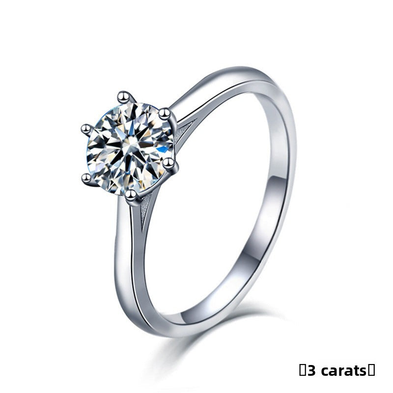 925 Sterling Silver Simple Six-Prong Moissanite Ring for Women, Elegant Classic Solitaire Ring, Minimalist Luxury Fine Jewelry
