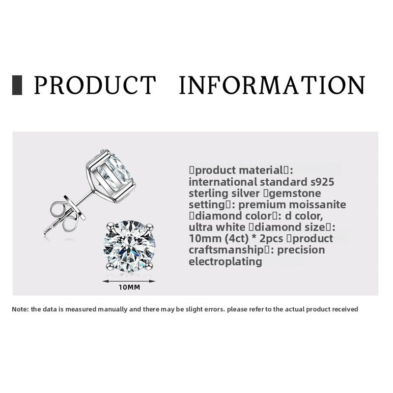 2CT D Color Moissanite Stud Earrings for Women, 925 Sterling Silver with 18K Gold Plated, Luxury High-End Light Luxury Design, Brilliant Sparkle for Daily & Formal Wear