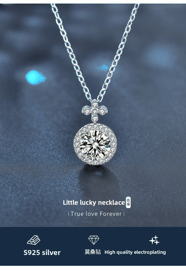925 Sterling Silver Original Moissanite Four-Leaf Clover Necklace for Women, Premium High-End Elegant Clavicle Chain Fine Jewelry