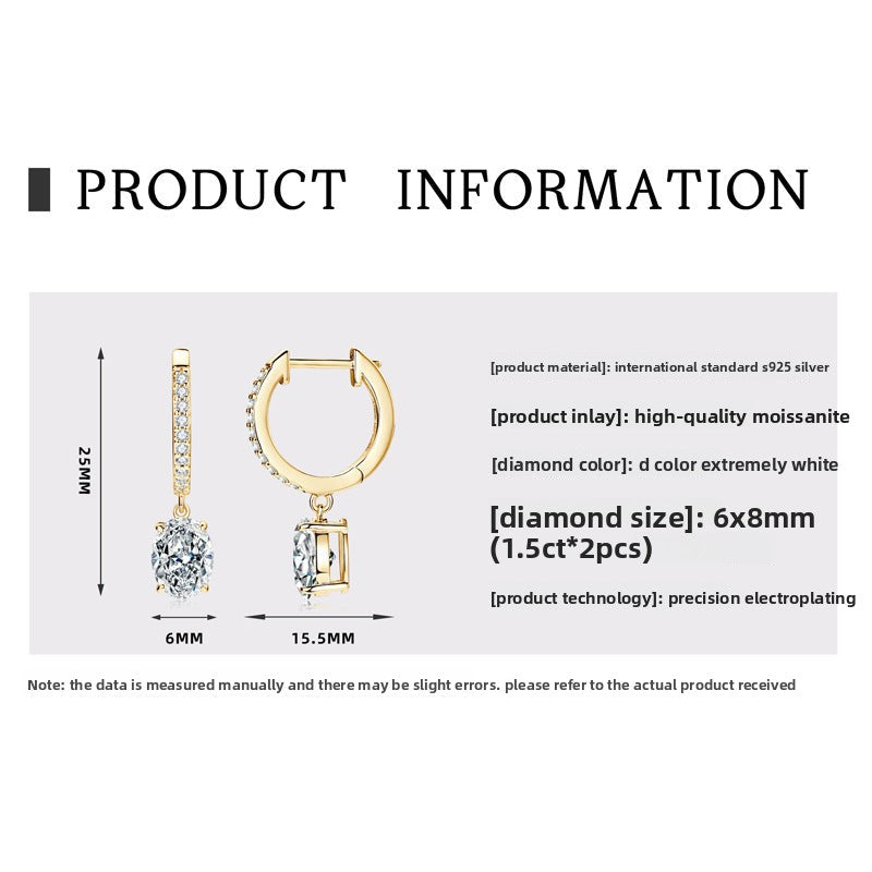 925 Sterling Silver Long Fringed Moissanite Dangle Earrings for Women, High-End Elegant Fashion Fine Jewelry