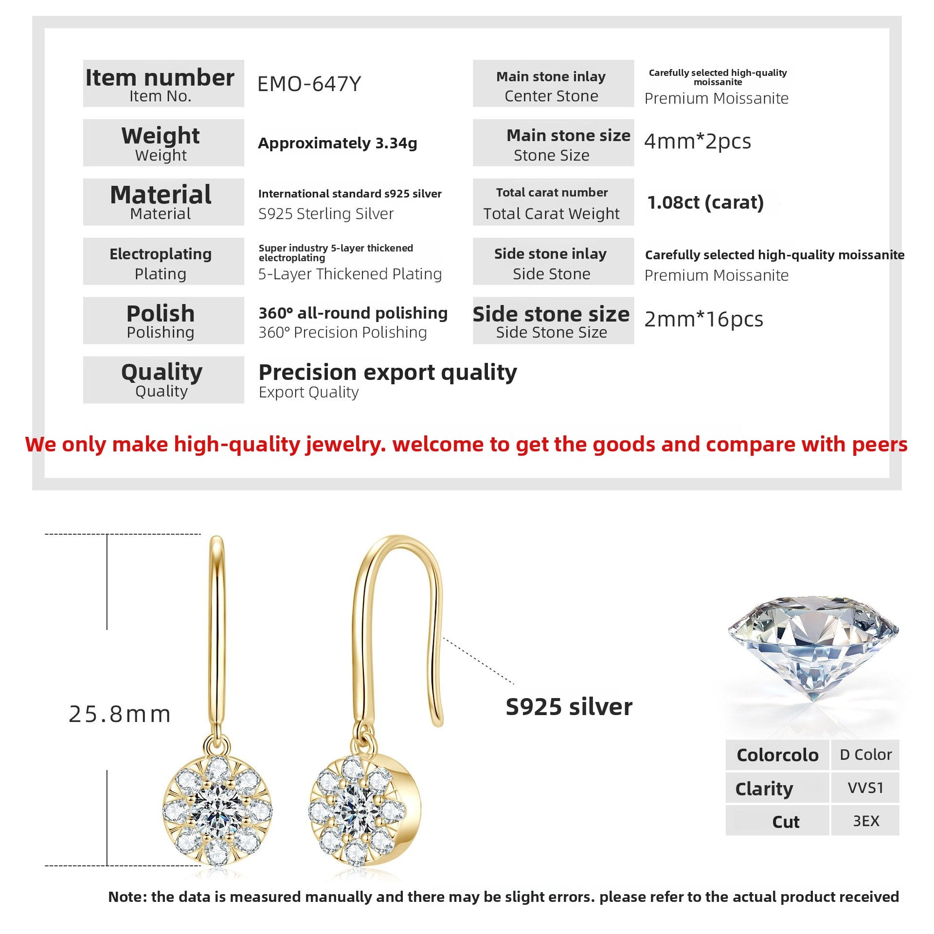 Women, S925 Sterling Silver Ear Hook Design, Minimalist Light Luxury Elegant Jewelry, Perfect for Daily Wear & Gift Giving