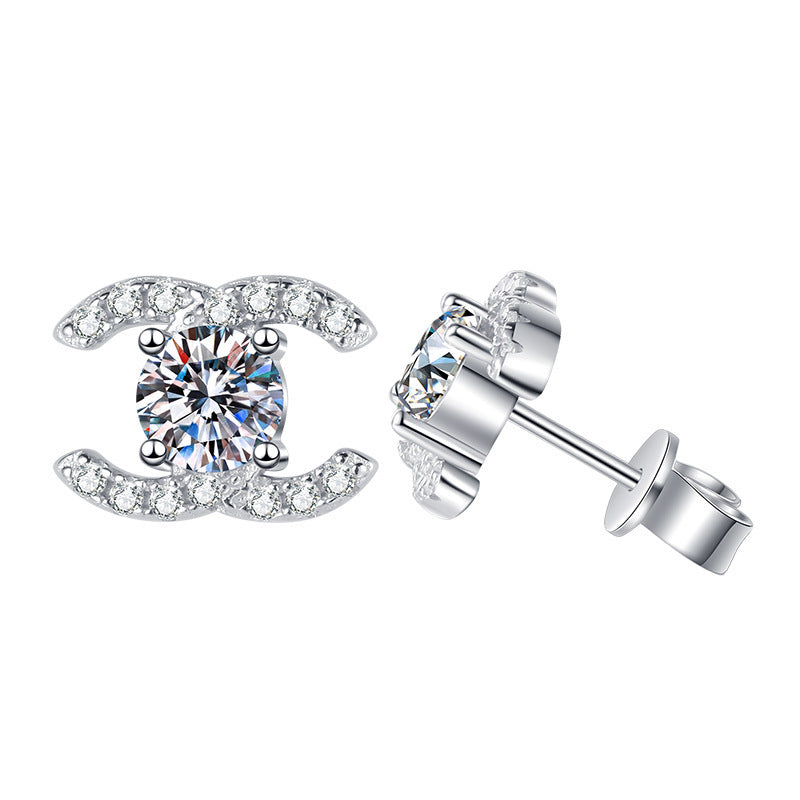 Classic Six-Claw Moissanite Stud Earrings for Women, 925 Sterling Silver with Gold Plating, Timeless Fashion & Elegant Temperament Luxury Jewelry for Daily Wear & Gifting