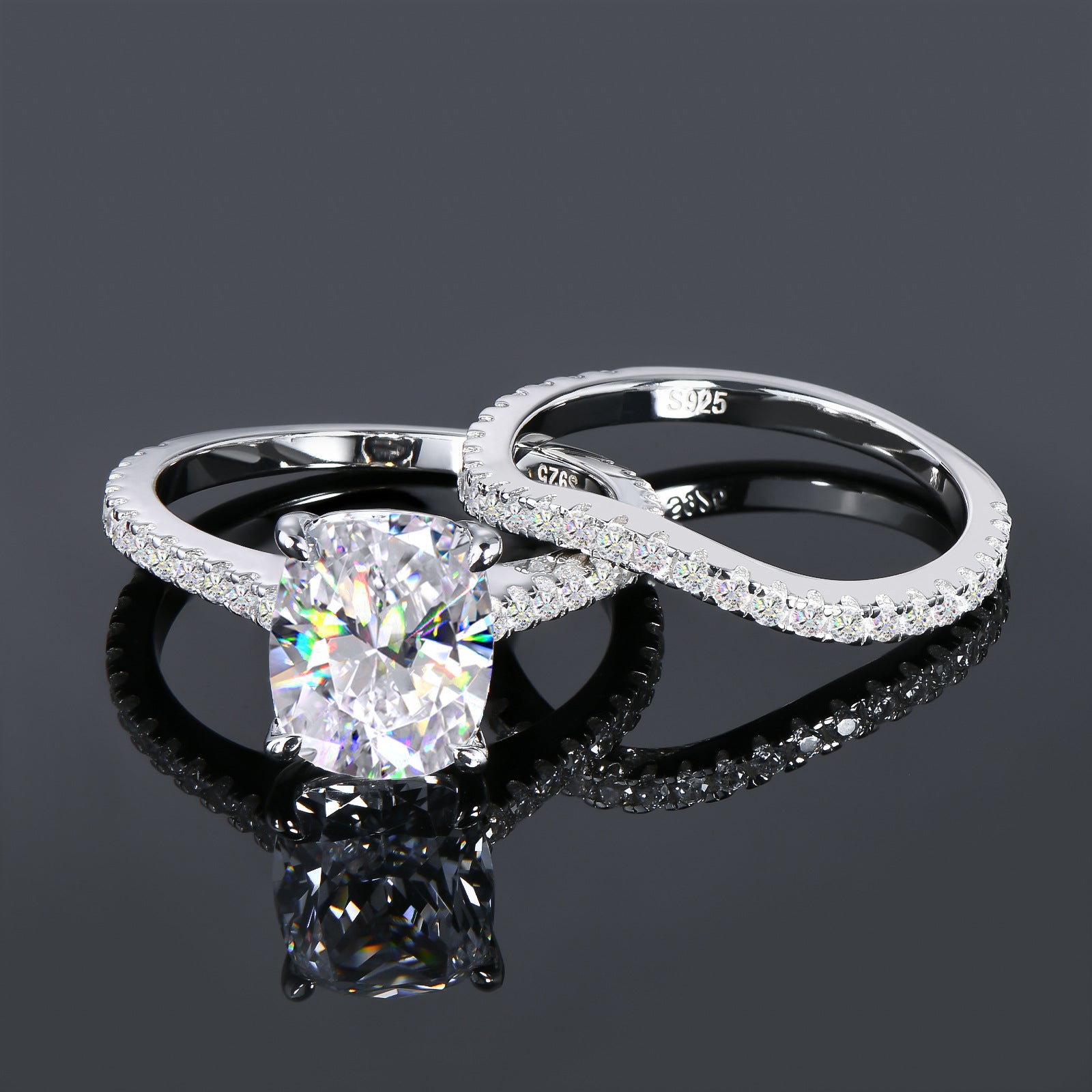 Fashion Layered Moissanite Ring Set for Women, 925 Sterling Silver Plated 18K Gold, Luxury Light Luxury Stackable Design, Elegant High-End Jewelry for Daily & Party Wear