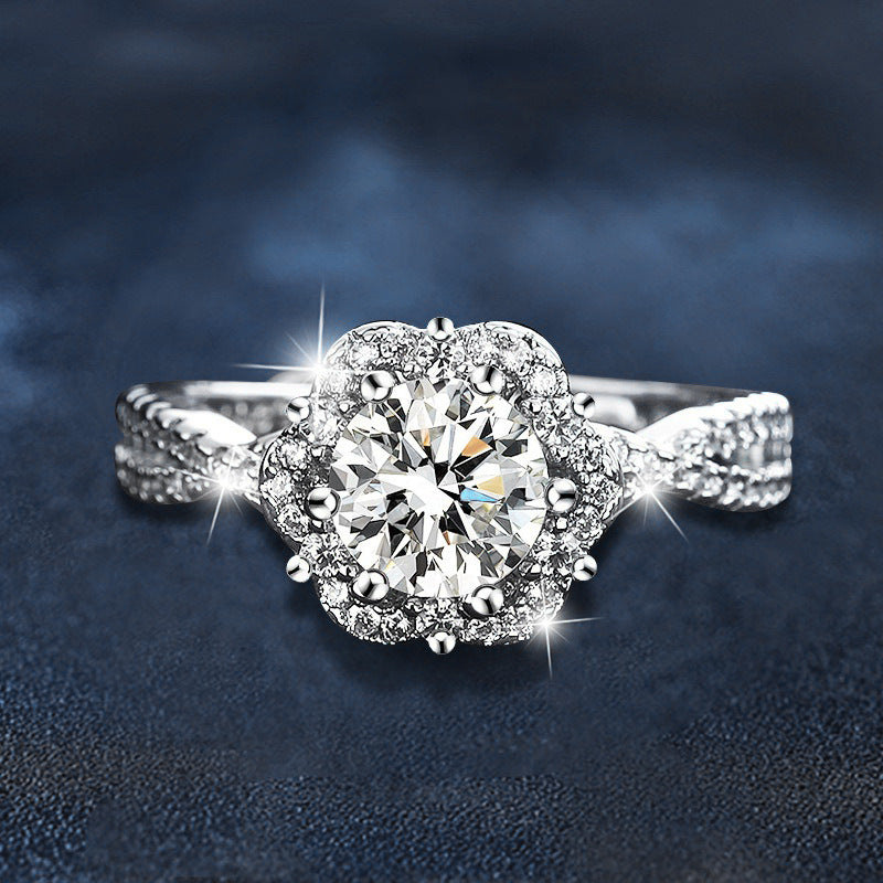 Full Solid 925 Sterling Silver Moissanite Open Ring for Women, Minimalist Cool Style, Tarnish-Resistant, High-End Luxury Adjustable Band, Perfect for Daily & Streetwear Styling