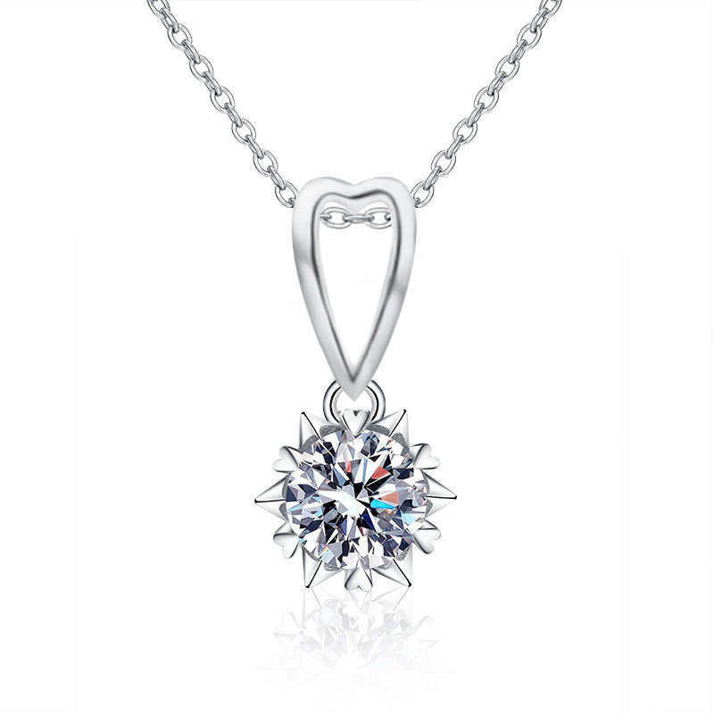 S925 Sterling Silver Moissanite Snowflake Necklace for Women, Light Luxury Niche High-End Clavicle Chain, Elegant Sparkling Fine Jewelry for Daily Wear & Gifting