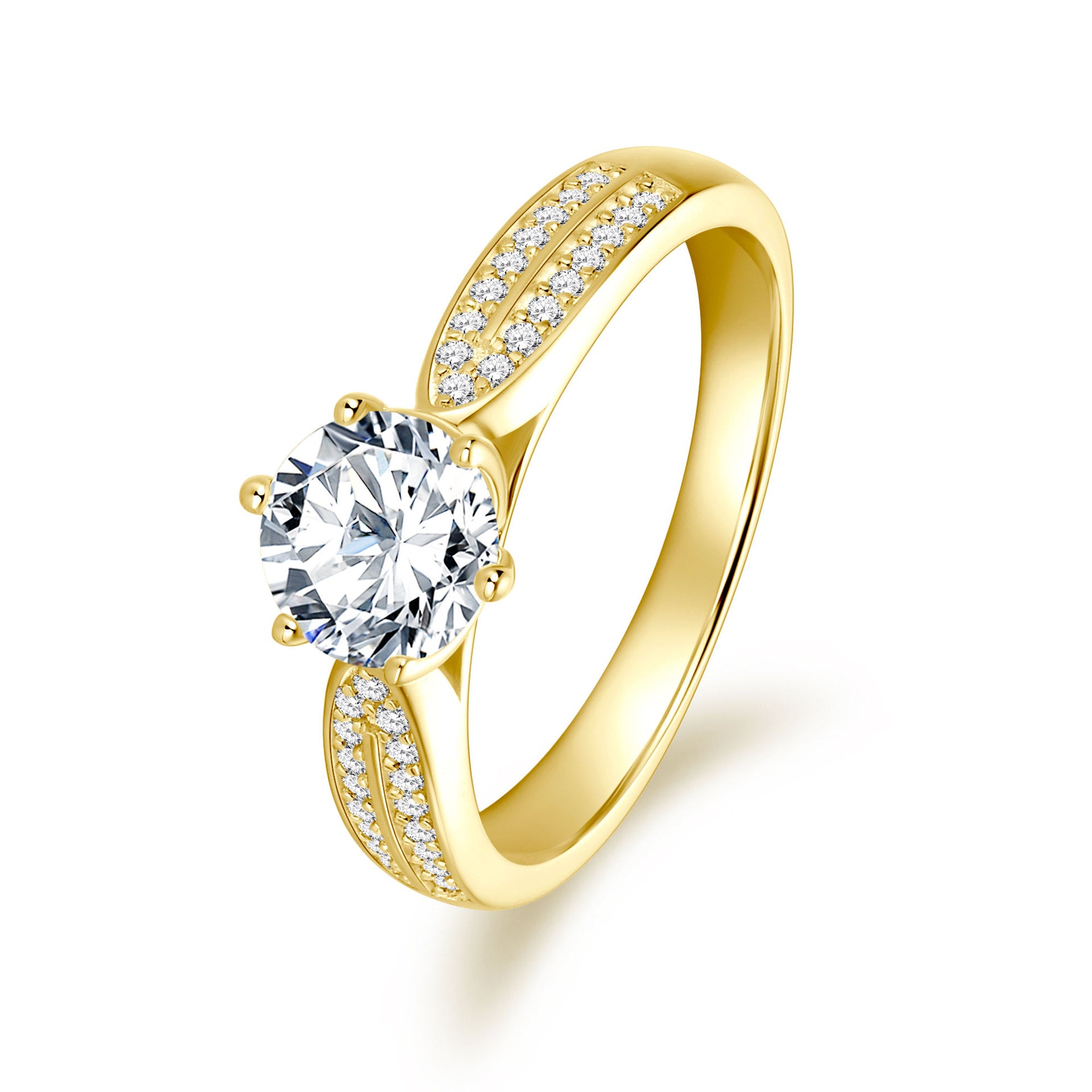 S925 Sterling Silver 1 Carat Classic Moissanite Engagement Ring for Women, Romantic Proposal Wedding Ring, Elegant Fine Jewelry