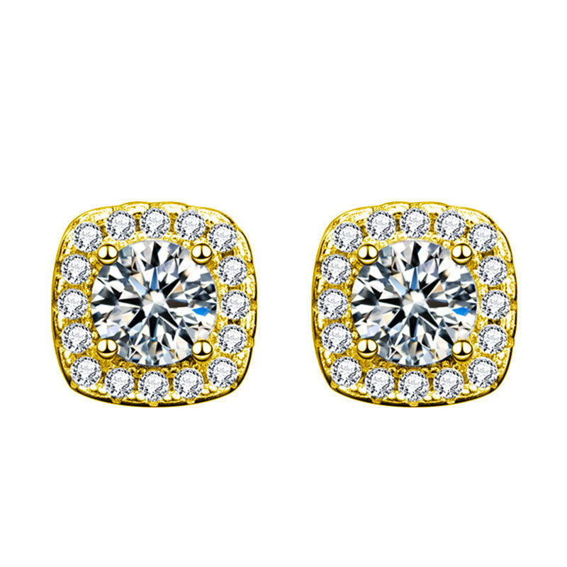 925 Sterling Silver Moissanite Sugar Cube Earrings for Women, Simple Square Minimalist Elegant Fine Jewelry