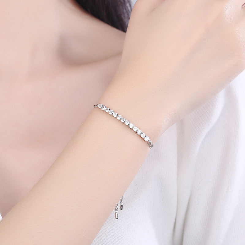 S925 Silver Moissanite Smile Bracelet Women's High-End Adjustable Jewelry