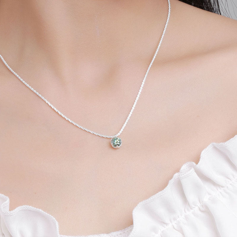 S925 Sterling Silver Sparkling Crown Six-Prong Moissanite Necklace for Women, Light Luxury Premium Starlight Chain, Elegant Fine Jewelry