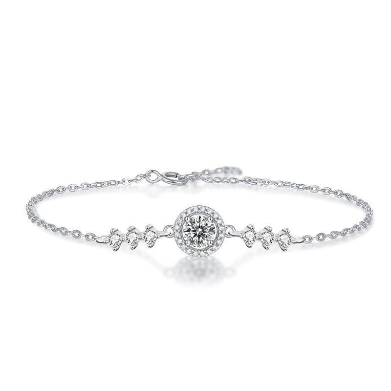Cold wind moissanite bracelet female ins full sky star round bag temperament simple jewelry student girlfriend birthday gift