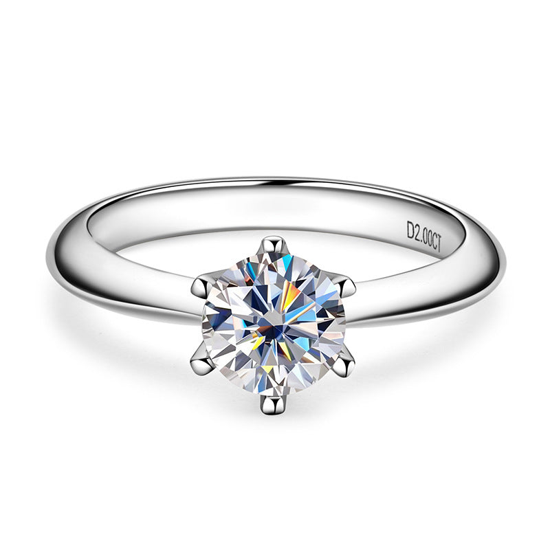 Classic Six-Prong D Color Moissanite Ring for Women, 925 Sterling Silver Plated 18K Gold, Timeless Luxury Statement Band, Elegant Fine Jewelry for Daily & Engagement Wear