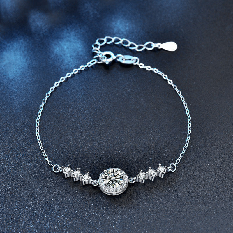 Cold wind moissanite bracelet female ins full sky star round bag temperament simple jewelry student girlfriend birthday gift