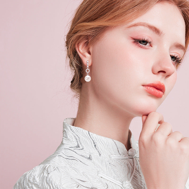 S925 Sterling Silver Fringed Freshwater Pearl Earrings for Women, Light Luxury Elegant Temperament Design, Timeless High-End Versatile Jewelry for Daily & Formal