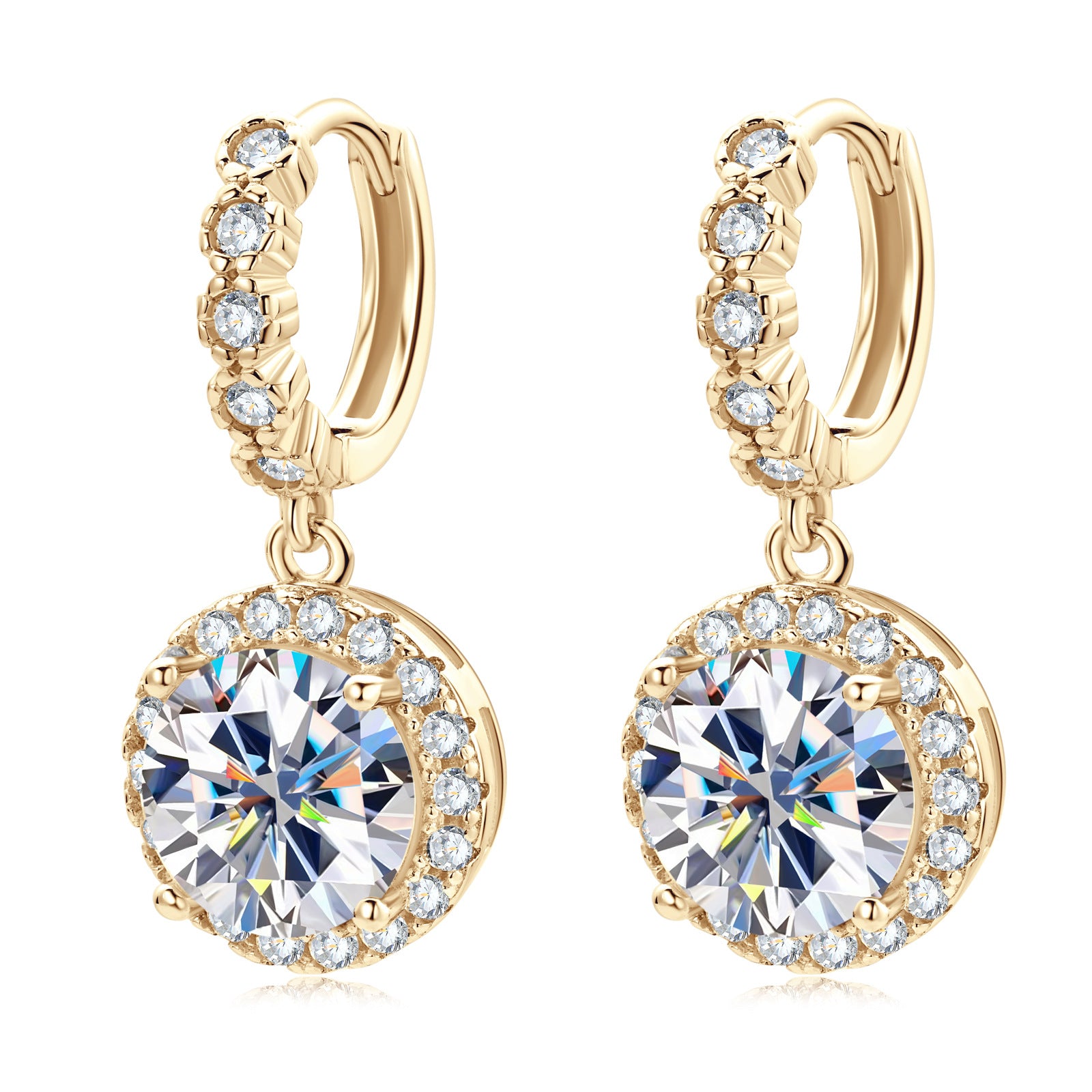 3CT D Color Moissanite Full Diamond Drop Earrings for Women, S925 Sterling Silver Classic Round Bezel Luxury Light Luxury Jewelry, Elegant Sparkling for Daily & Party Wear
