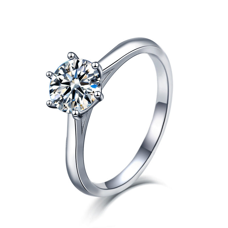 925 Sterling Silver Simple Six-Prong Moissanite Ring for Women, Elegant Classic Solitaire Ring, Minimalist Luxury Fine Jewelry