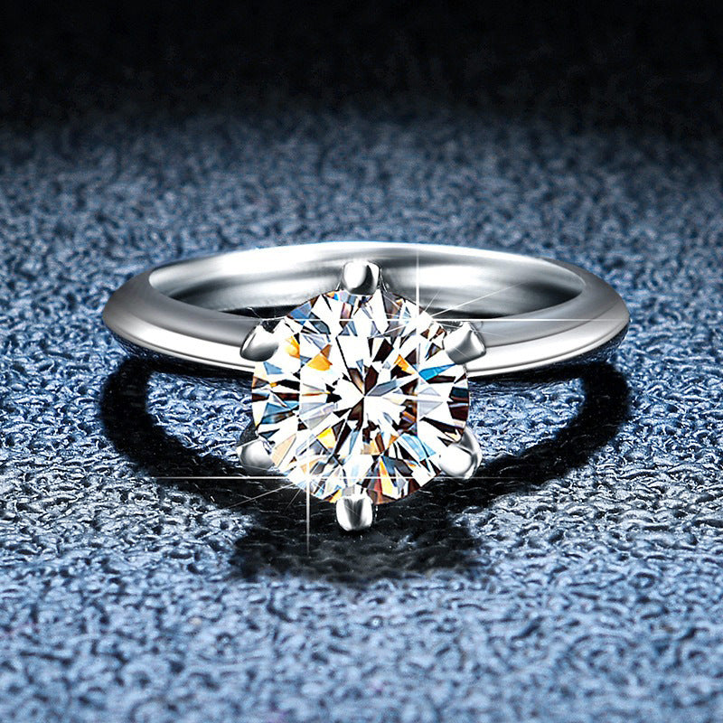 925 Sterling Silver Simple Six-Prong Moissanite Ring for Women, Elegant Classic Solitaire Ring, Minimalist Luxury Fine Jewelry