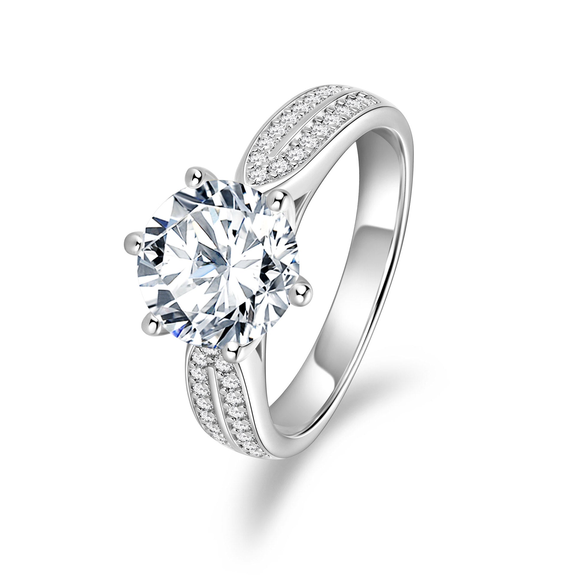 S925 Sterling Silver 1 Carat Classic Moissanite Engagement Ring for Women, Romantic Proposal Wedding Ring, Elegant Fine Jewelry
