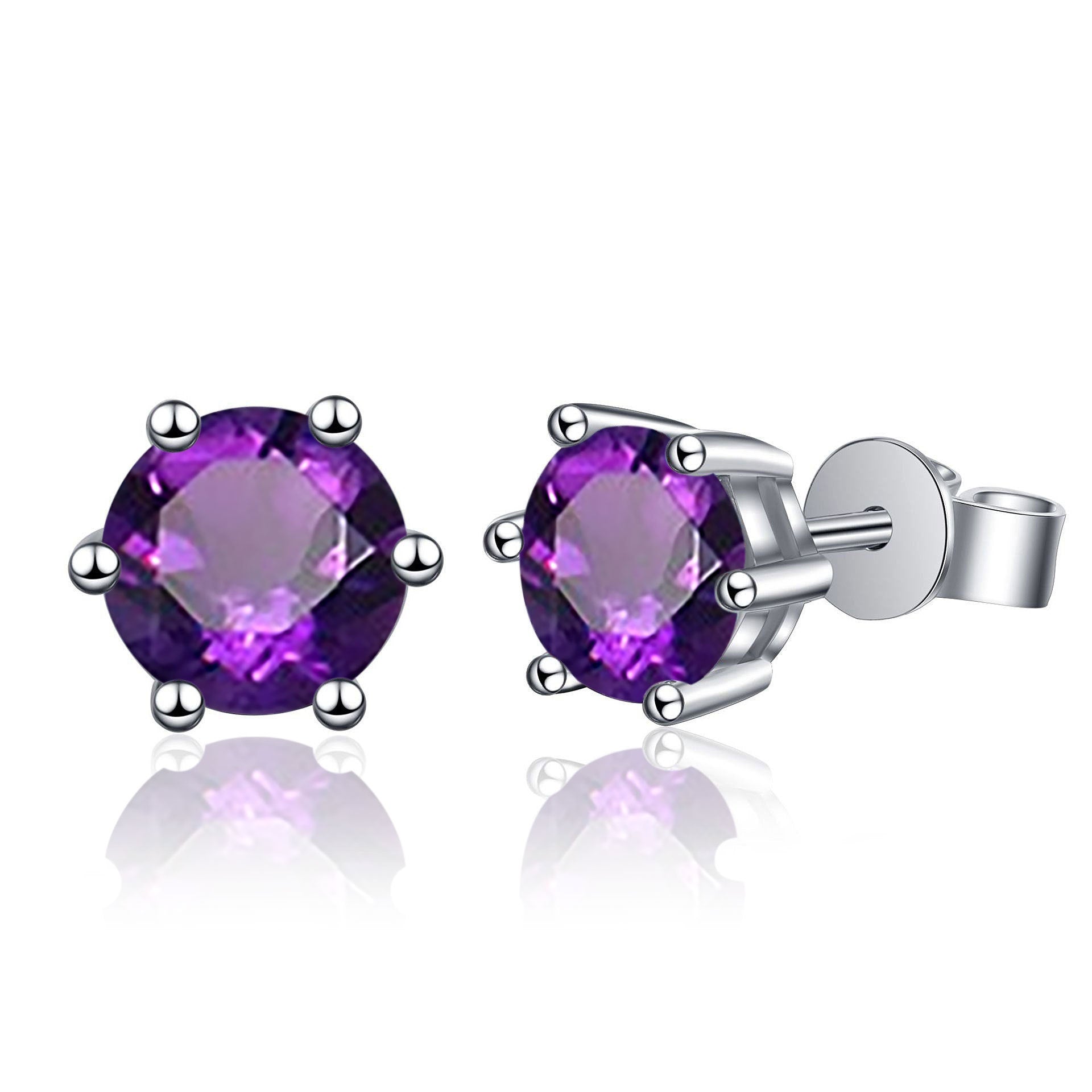 Classic Six-Claw Moissanite Stud Earrings for Women, 925 Sterling Silver with Gold Plating, Timeless Fashion & Elegant Temperament Luxury Jewelry for Daily Wear & Gifting