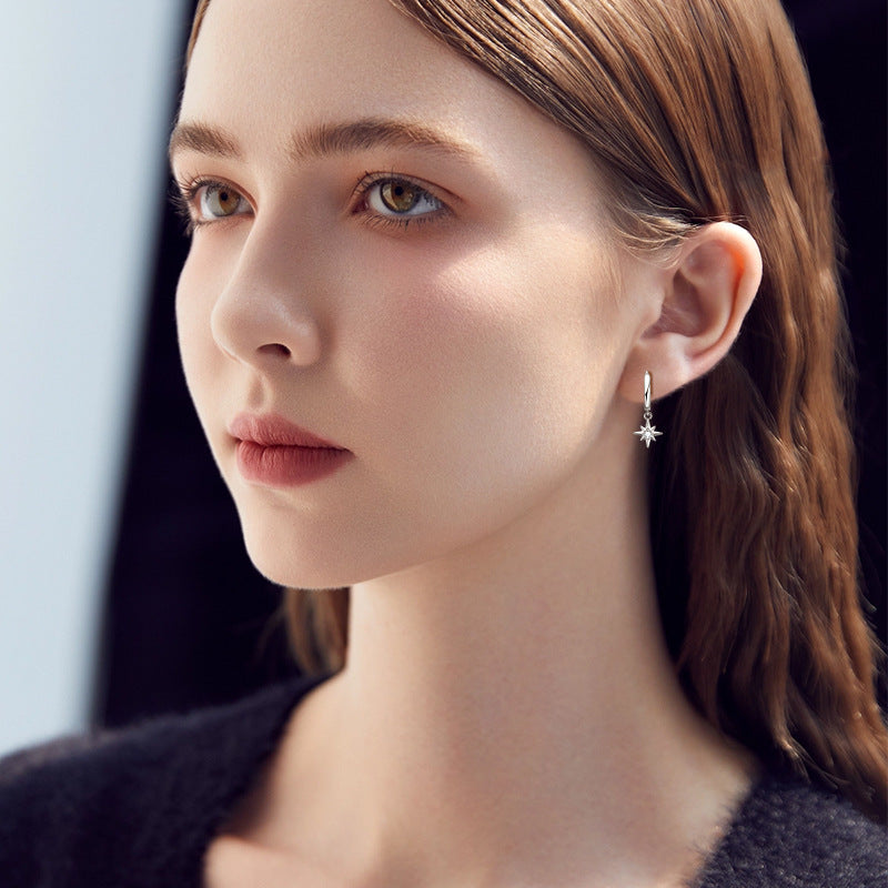 Fashion Geometric Hexagram Moissanite Earrings for Women, 925 Sterling Silver Plated 18K Gold, Vintage Gypsy Style, Luxury High-End Versatile Jewelry for Daily & Party Wear