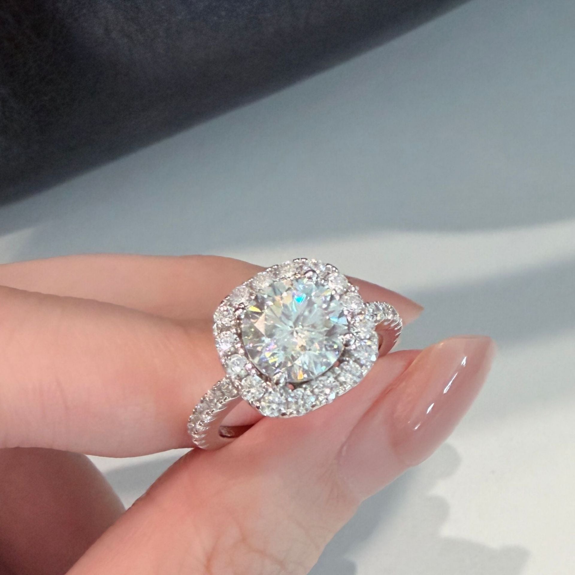 2CT Classic Small Sugar Cube Moissanite Ring for Women, S925 Sterling Silver, Timeless Elegant Sparkle, Perfect for Engagement, Proposal & Daily Wear