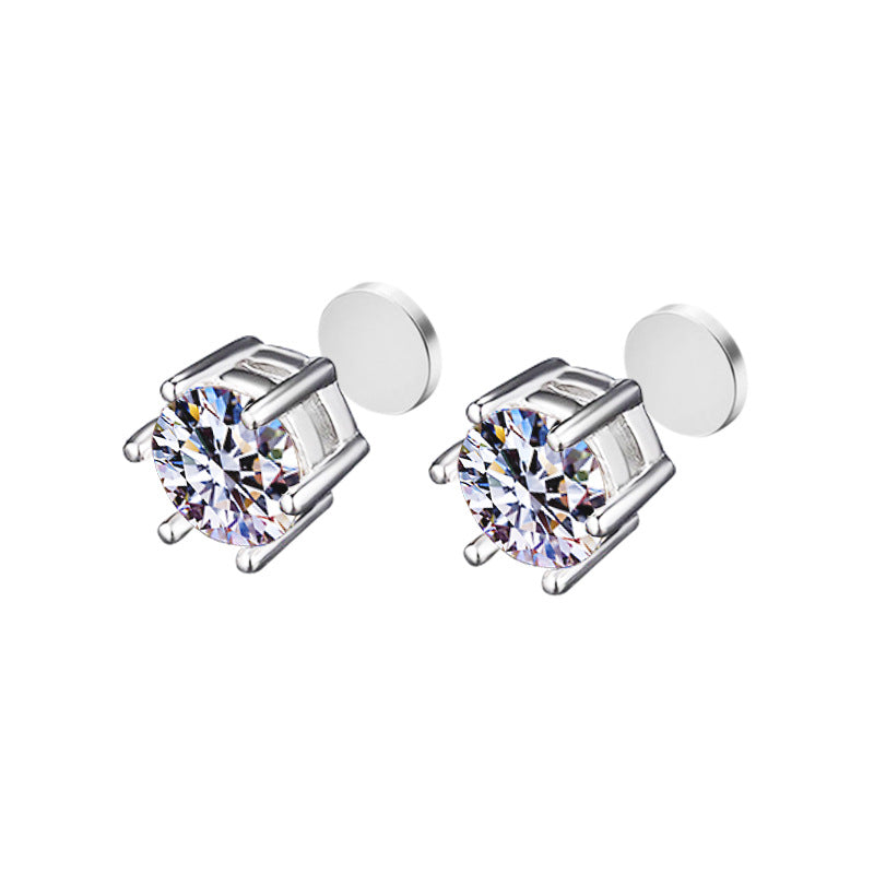 Classic Six-Claw Moissanite Stud Earrings for Women, 925 Sterling Silver with Gold Plating, Timeless Fashion & Elegant Temperament Luxury Jewelry for Daily Wear & Gifting
