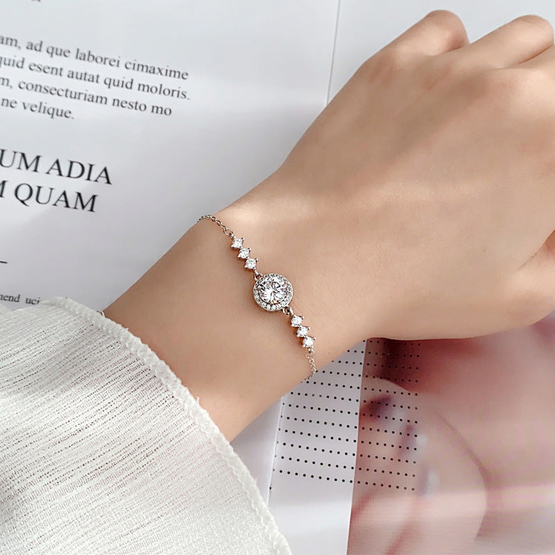 Cold wind moissanite bracelet female ins full sky star round bag temperament simple jewelry student girlfriend birthday gift