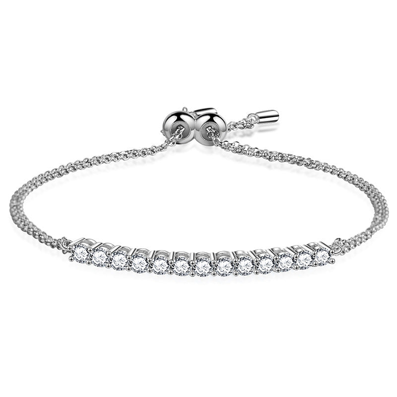 S925 Silver Moissanite Smile Bracelet Women's High-End Adjustable Jewelry