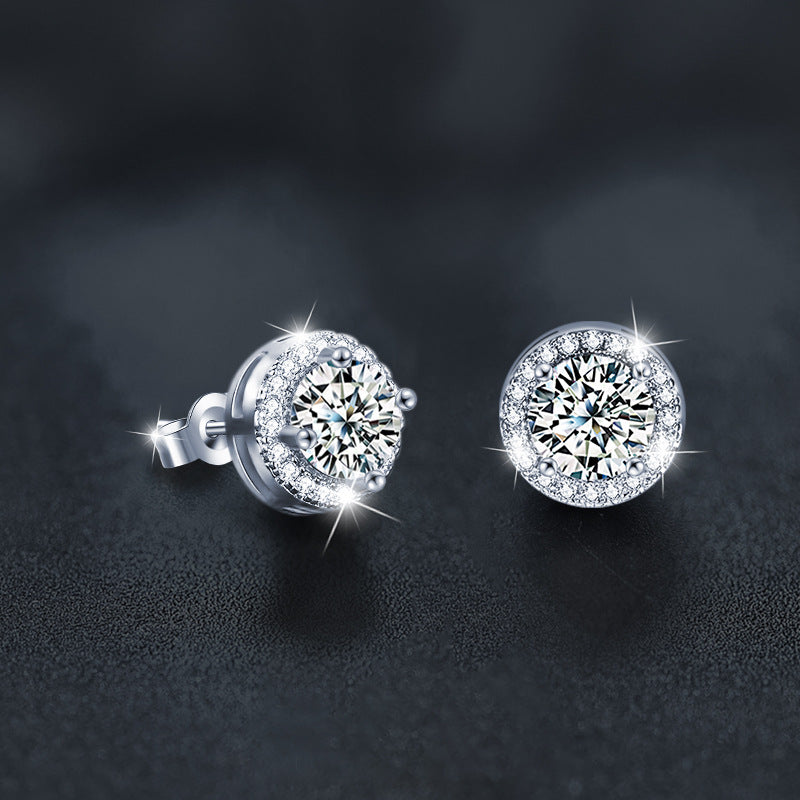 Moissanite Round Bezel Stud Earrings for Women, 925 Sterling Silver Simple Versatile Jewelry, Hypoallergenic Long-Lasting Polish, Perfect for Everyday Ear Styling & Gifting