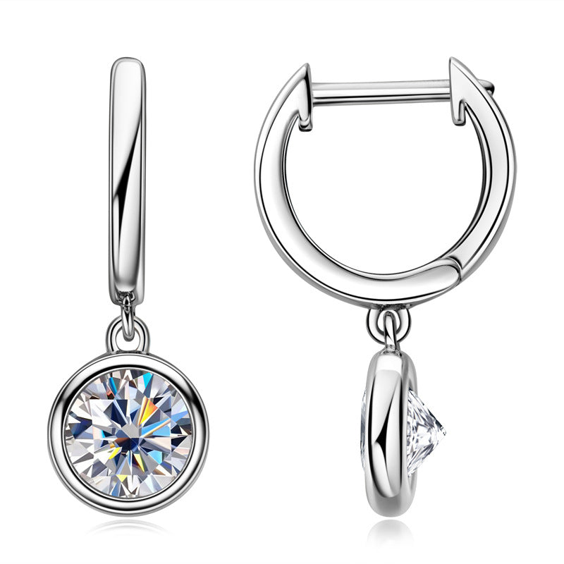 S925 Sterling Silver Korean Style Light Luxury D-Color Moissanite Earrings for Women, Niche High-End Feminine Fine Jewelry