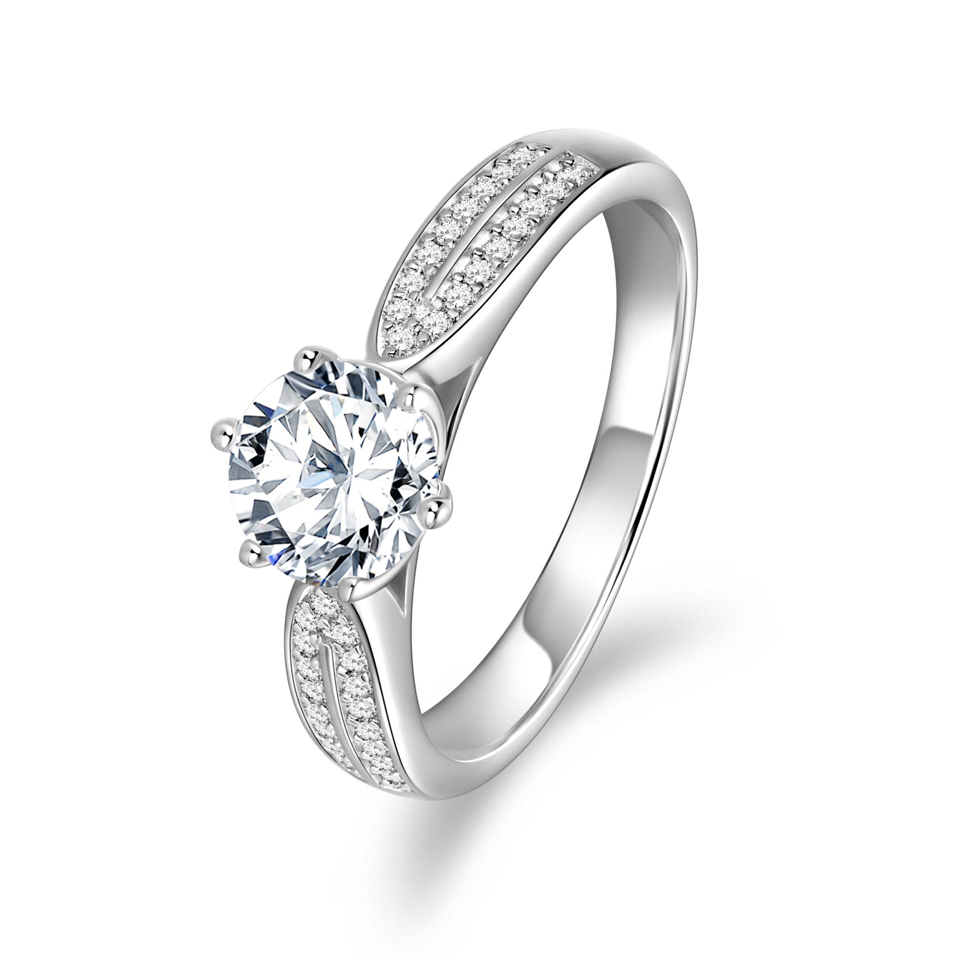 S925 Sterling Silver 1 Carat Classic Moissanite Engagement Ring for Women, Romantic Proposal Wedding Ring, Elegant Fine Jewelry
