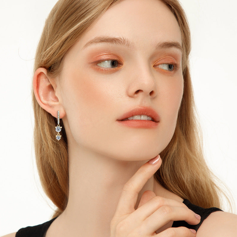 925 Sterling Silver Long Fringed Moissanite Dangle Earrings for Women, High-End Elegant Fashion Fine Jewelry