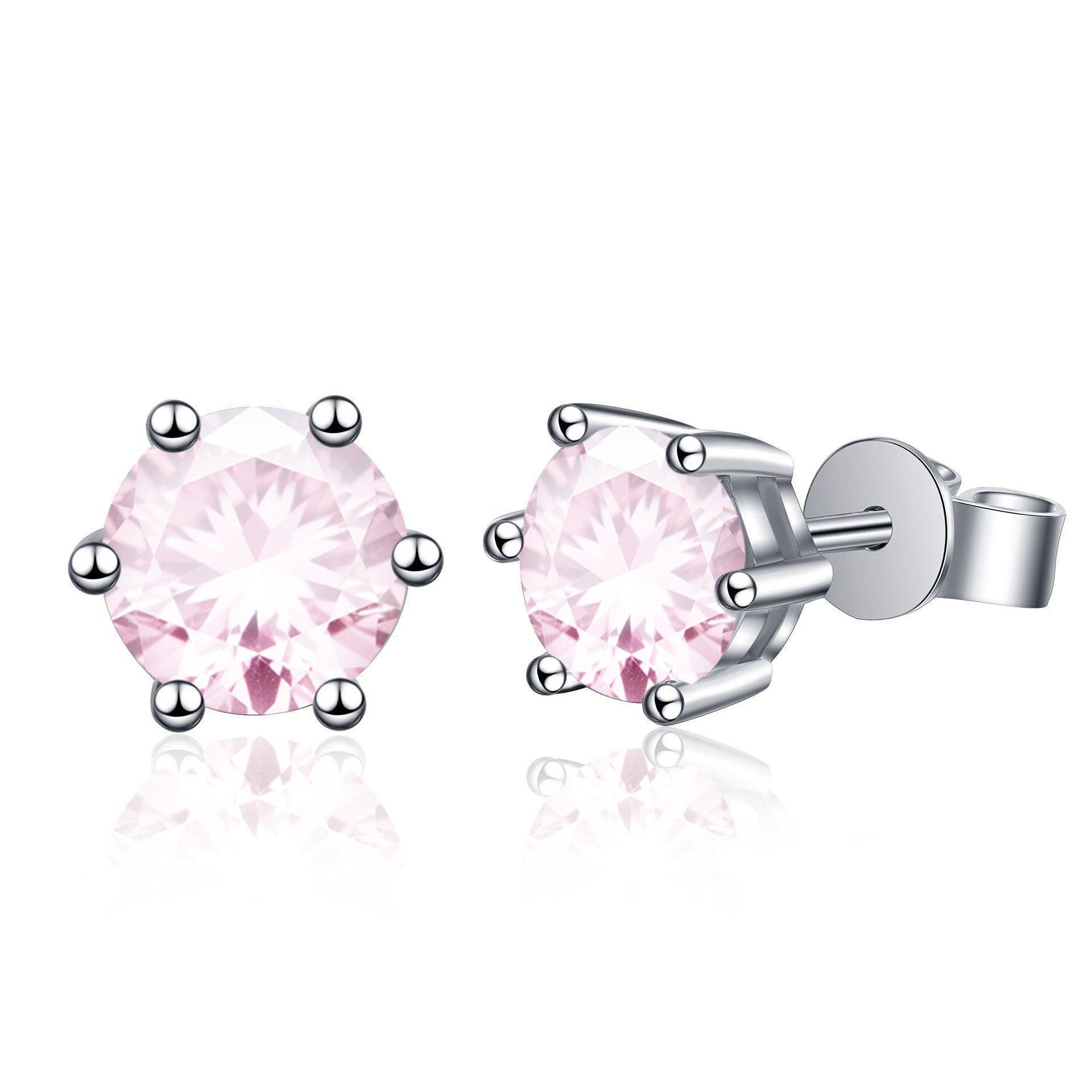 Classic Six-Claw Moissanite Stud Earrings for Women, 925 Sterling Silver with Gold Plating, Timeless Fashion & Elegant Temperament Luxury Jewelry for Daily Wear & Gifting