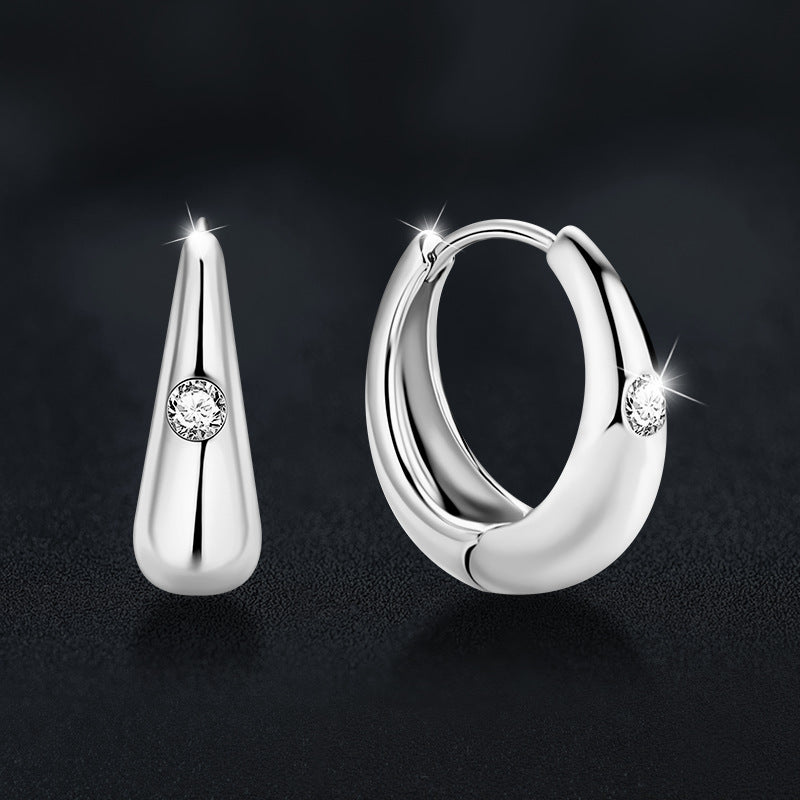 S925 Sterling Silver Moissanite Hoop Earrings for Women, Minimalist Plain Hoop Design, Luxury High-End Shiny Jewelry, Tarnish-Resistant & Perfect for Daily & Party Wea