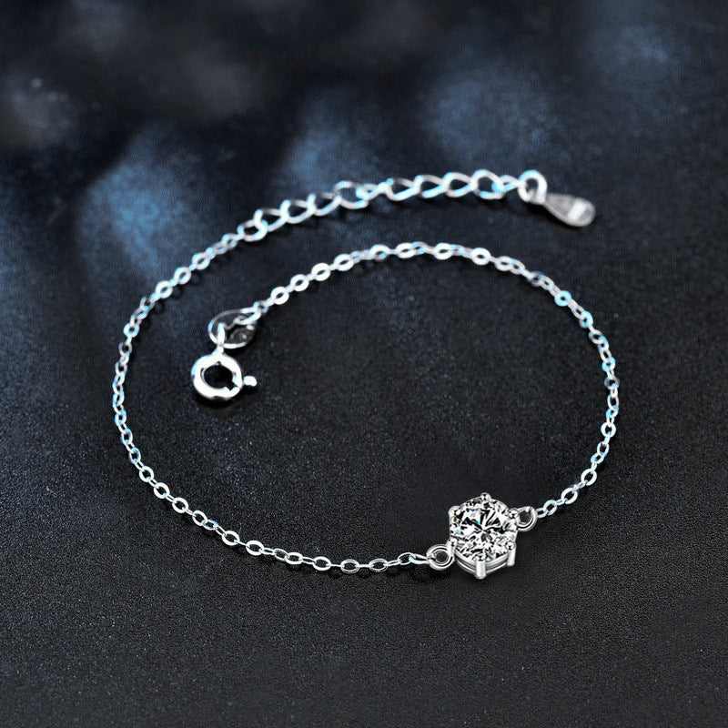 925 Sterling Silver Six-Claw Moissanite Bracelet Korean Minimalist Niche Hexagon Jewelry